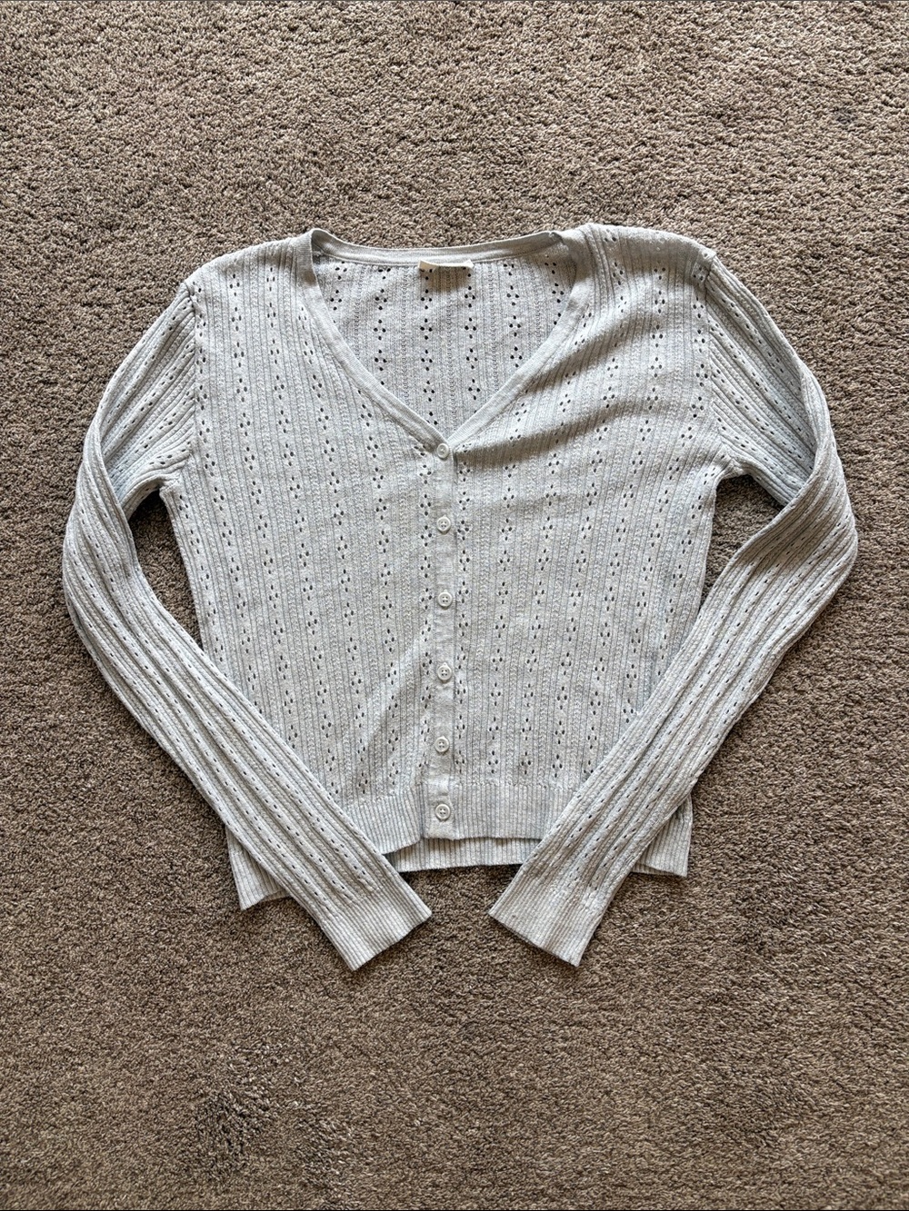 John Galt Brandy Melville Light Gray Button-Front Women's V-Neck Sweater